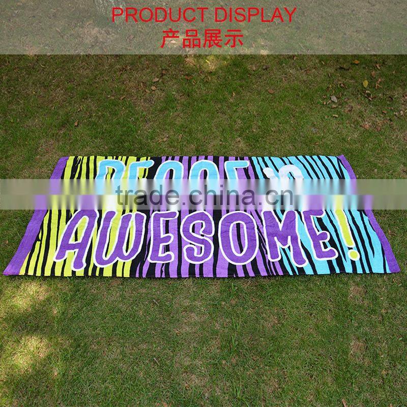 Bright purple color customer special design velour printed surf beach towel bag