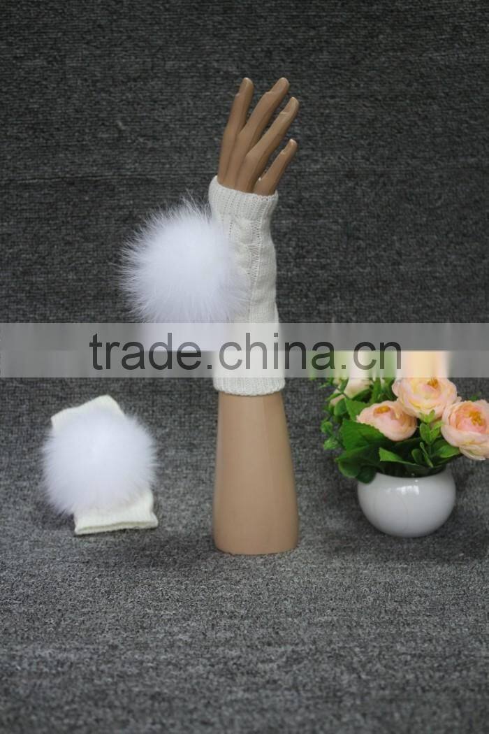 most popular hot fashion high quality ladies stock knit warm long fur gloves
