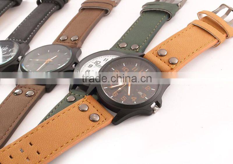 branded SOKI Brown Military Army Date Watch Mens Leather Band Wristwatch fashion china supplier