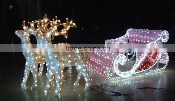 Hot sale christmas light with santa car and reindeer holiday time led light outdoor decoration