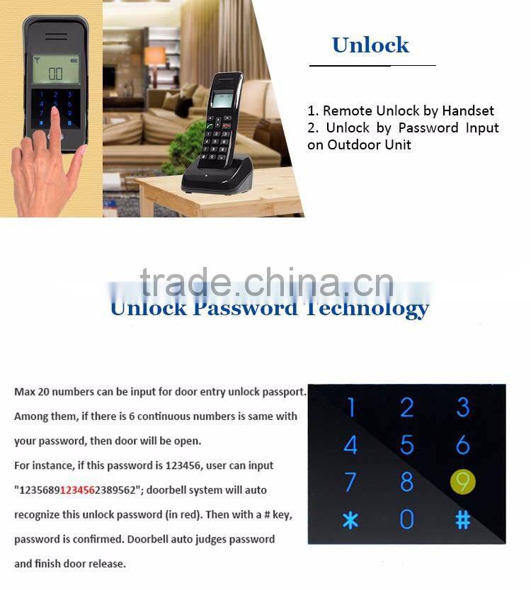 Wireless audio door bell two way audio intercom Duplex intercom for villa and apartments
