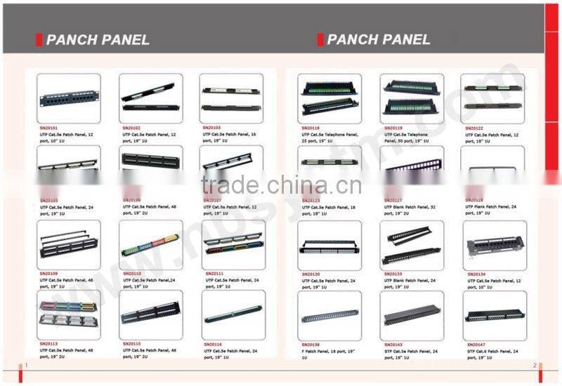 24 port UTP Cat.5e Cat.6 Patch Panel with back bar 19" 1U, with 24pcs UTP Cat5e Keystone Jacks
