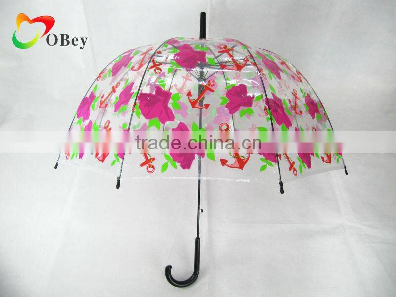 dome shaped poe umbrella with flower design
