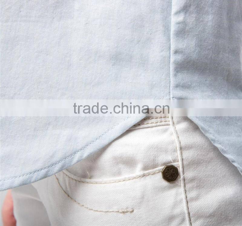 round sweep 3/4 sleeve women cotton blouse oem factory