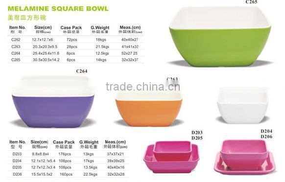 12" Double-colour Melamine square salad bowl