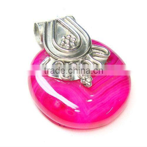 925 Sterling Silver Tibetan Turquoise Semi Precious Gemstone Pendant