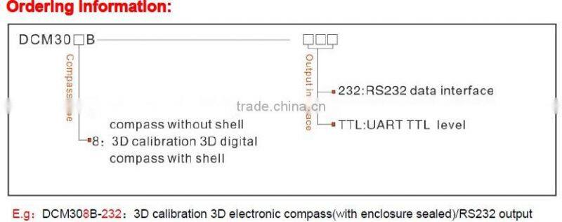 DCM308B Triaxial Electronic Compass Magnetic Field Sensor Low cost Compass Systems Heading 0.5deg Dip Angle +/-90deg