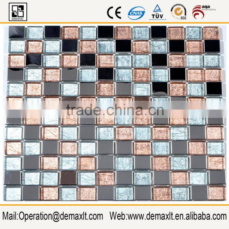 Glass Hexagon Mosaic Tile with black mix white color