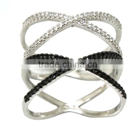 Fashion Clear White CZ 925 Sterling Silver Swirl Ring