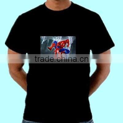 wholesale 100% cotton sould active led t-shirt / el t-shirt/el equalizer t-shirt