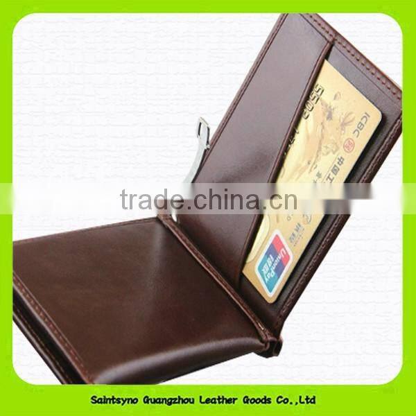 15016 Wholesale real leather card holer with money clip
