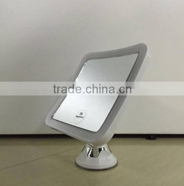 Anti-fog Plastic LED Light Suction Cup Cosmetic led travel Mirror