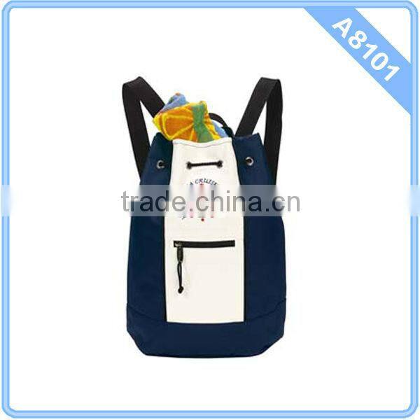 2015 Stylish High Quality Beach Canvas Drawstring Backpack