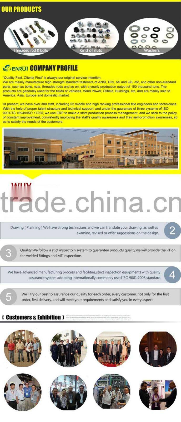 Hexagon head bolts DIN 931(half thread) zinc plated hex head bolt m16 bolt