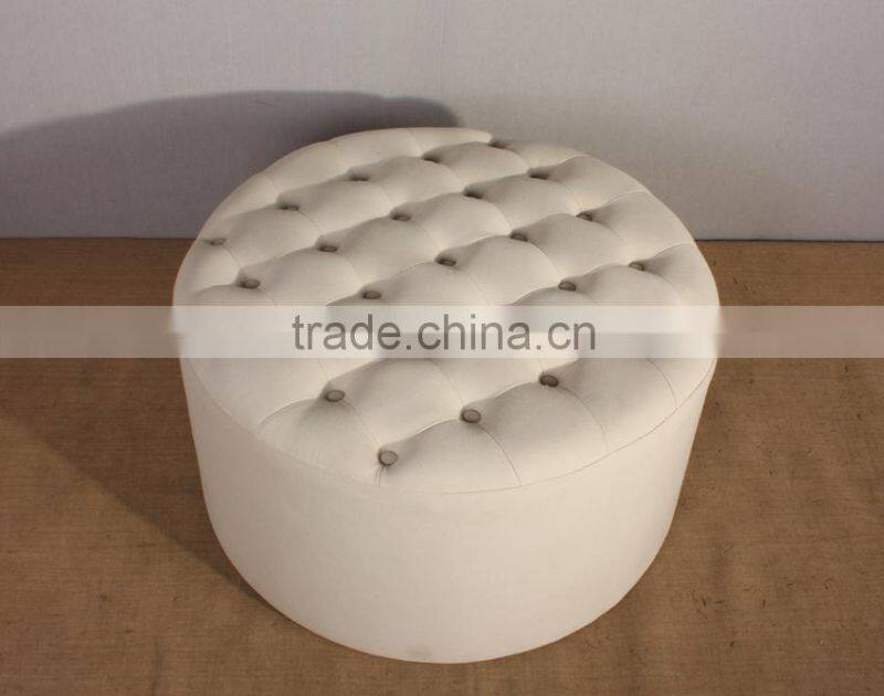 french style upholstery fabric wooden tufted ottoman