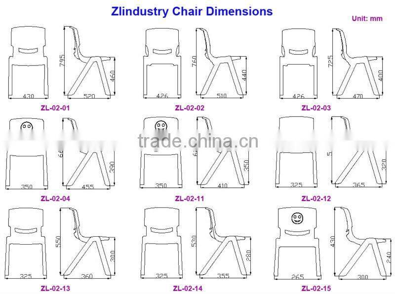 Plastic stackable school chair with 12" seat height