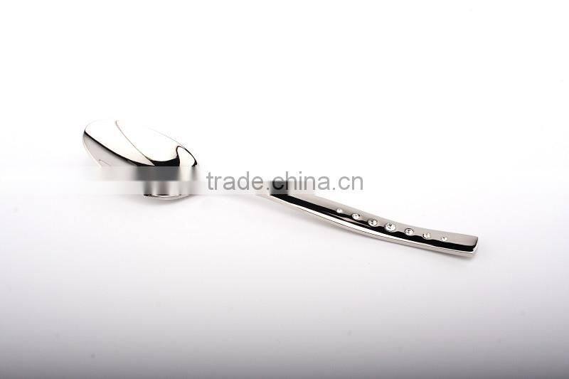 New arrival hot sales food safety customed stainless steel 18/8 crystal wedding tea or coffee spoon with crystals on the handle