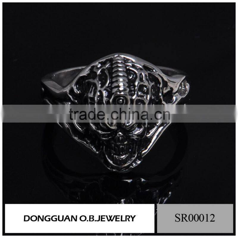 New Arrival Stainless Steel Skull Biker Ring/Motorcycle Piston Ring Design For Men