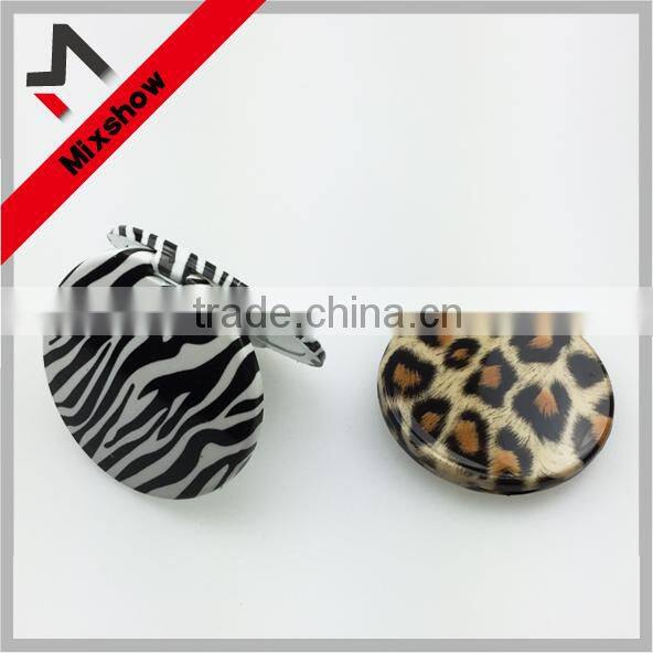 Plastic double sides round animal printing compact mirror