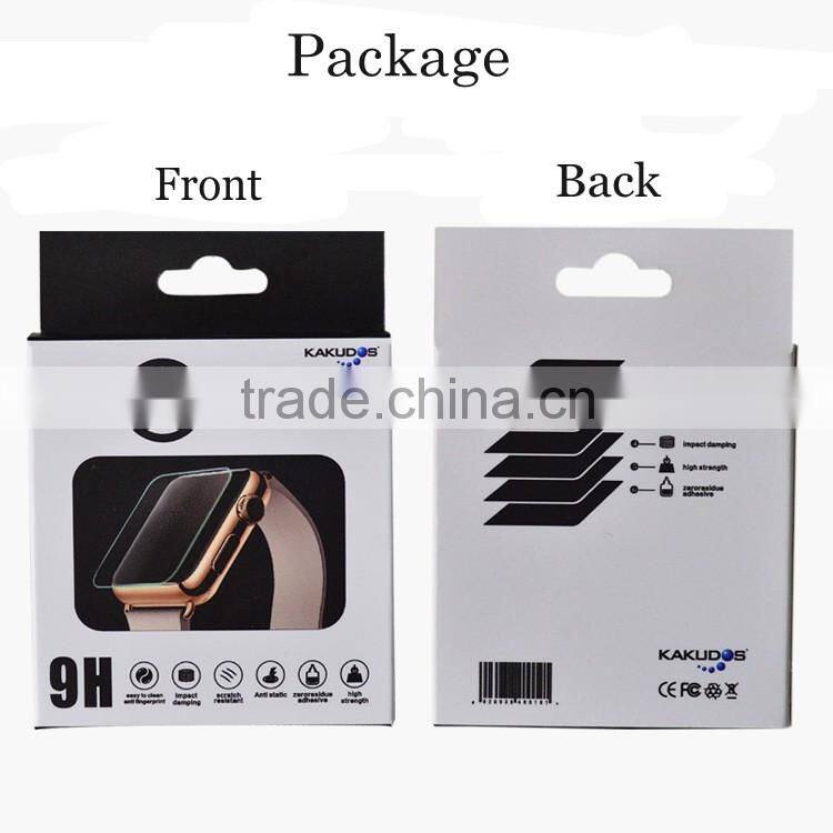 Wholesale 0.33mm 2.5 round edge Full coverage black side glass screen protector for apple watch 3.8mm / 42mm