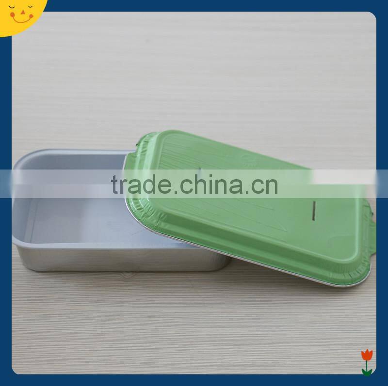 Aluminum foil airline food packing container with colorful lids