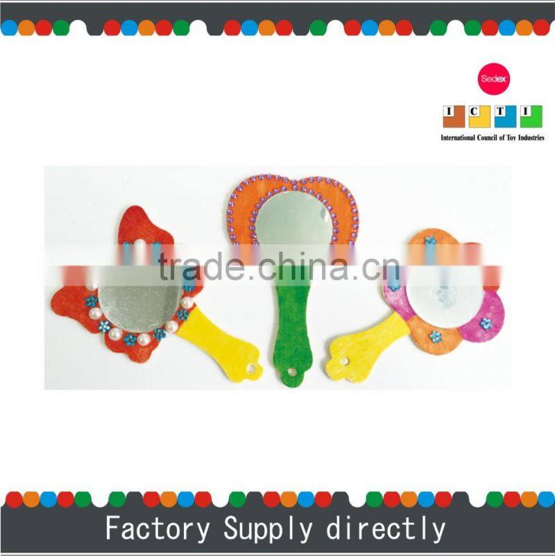 DIY Natural Color Promotional Wood Hand Makeup Mirror, Unfinished Wood Mirror