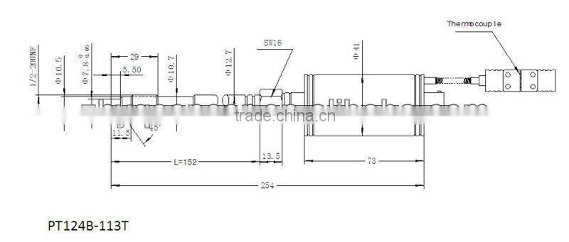 oil filled (no harm) rigid melt pressure transducer with thermocouple