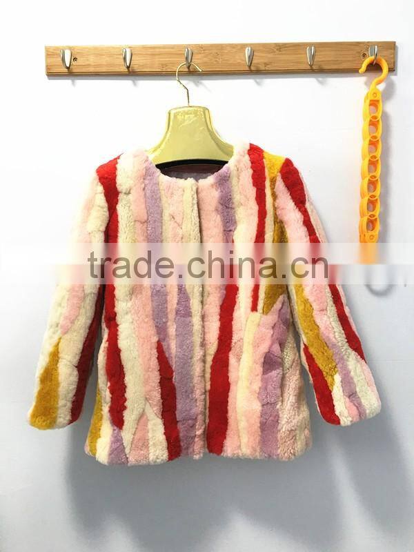 cheap price korea style women short mixed color sheep fur coat
