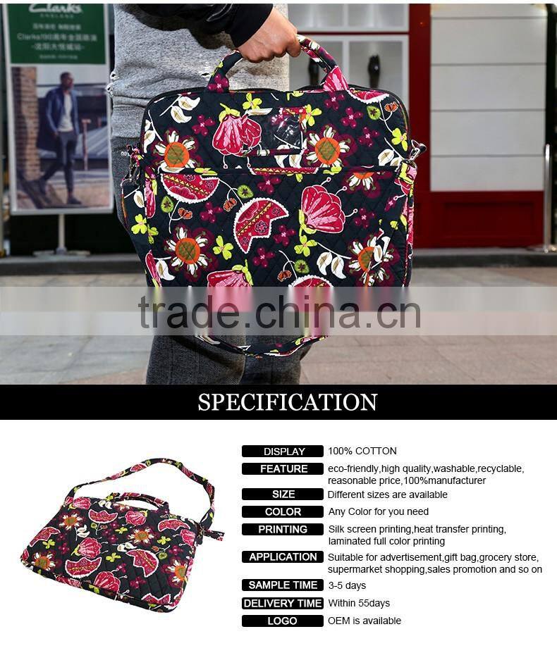 2016 hot cotton fancy quilted fashion foldable womens large computer bag