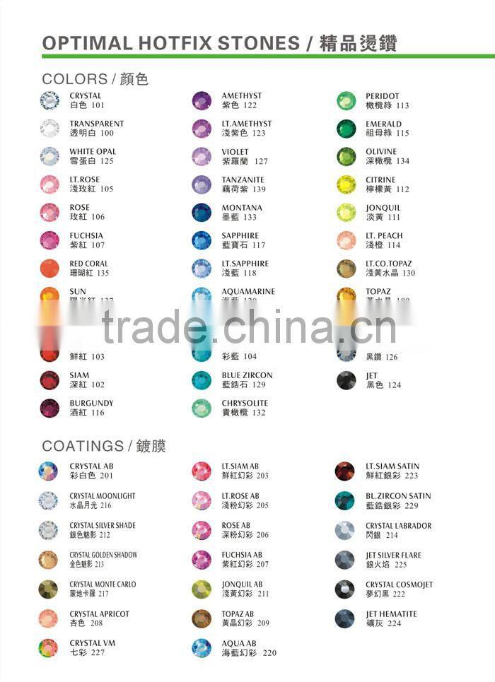 China Hot Fix Rhinestone Flatback Clear Crystal Stone U2028