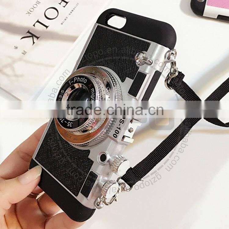 Creative 3D Camera Design Combo Hard PC Shell Dual Layers Mobile Phone Case Silicone TPU Phone Case for iphone 6 6s plus