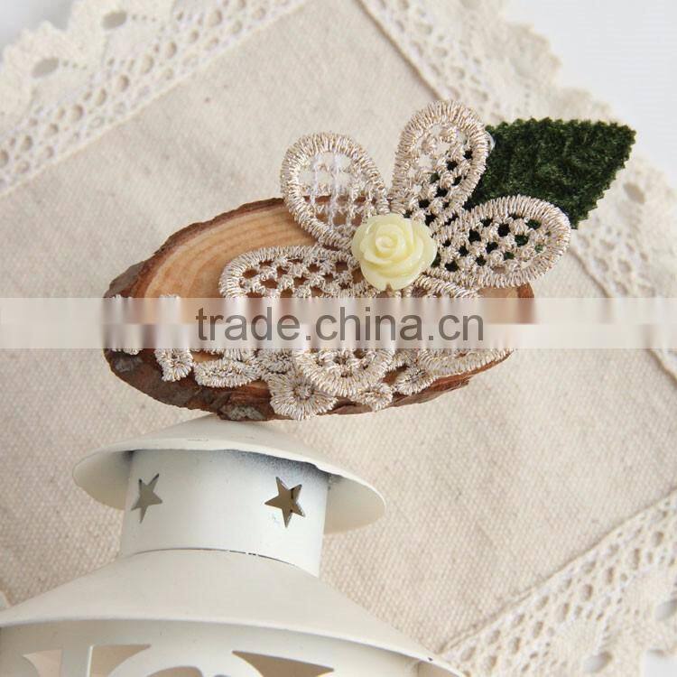 MYLOVE forest style hair clip girls wood lace flower barrette hair accessory