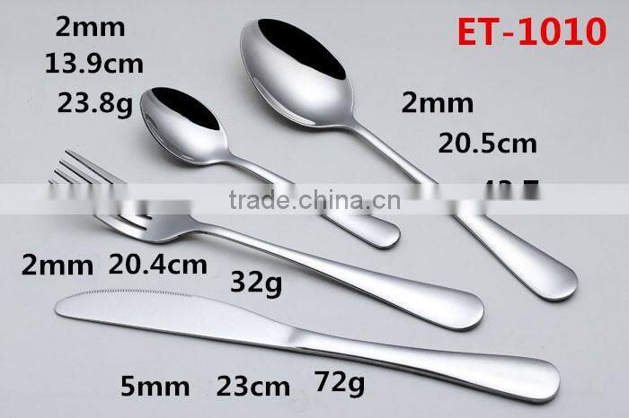 Low MOQ, eco-friendly, food grade material stainless steel cutlery