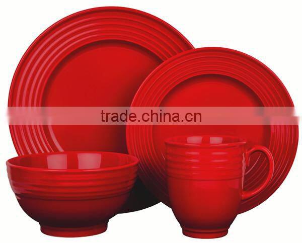 Chinese red 16pcs dinnerware for promotion