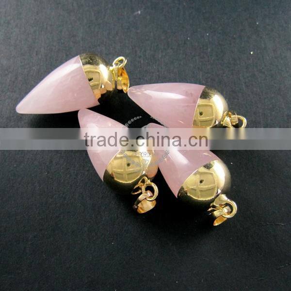 15x30mm water drop shape gold plated pink rose quartz power stone pendant charm DIY supplies 1850206