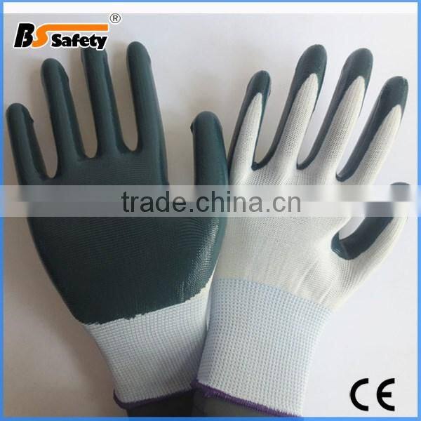 BSSAFETY Cheap nitrile coated safety gloves for industrial or garden working