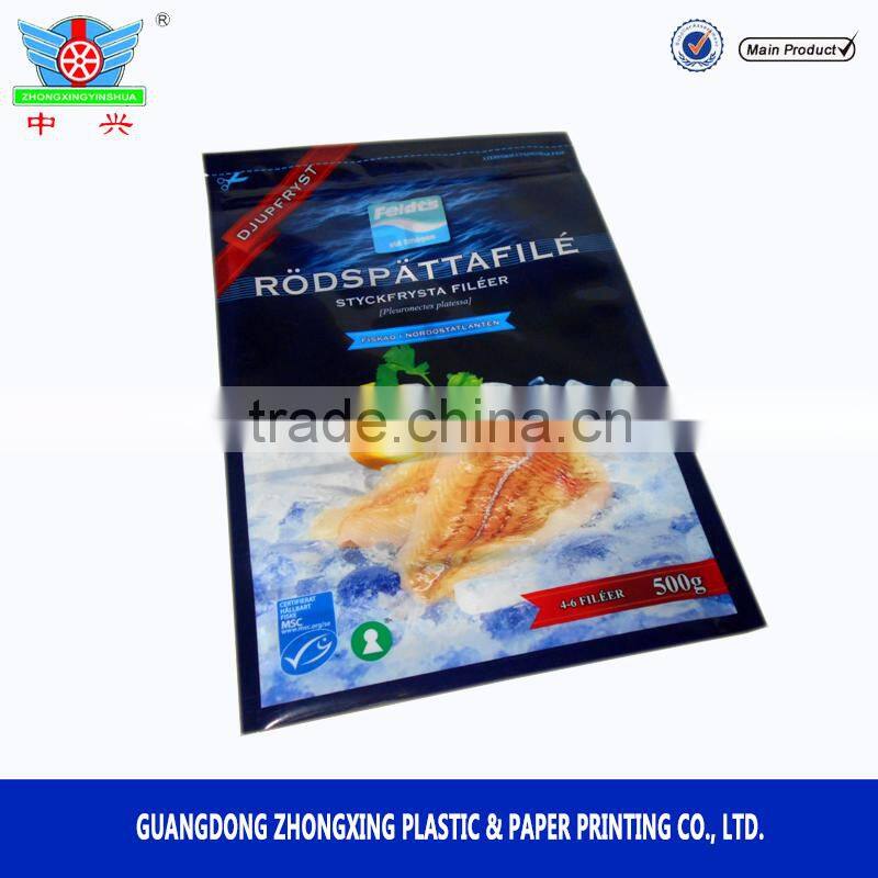 Customized plastic printed laminated frozen food packaging bag/freezer bag