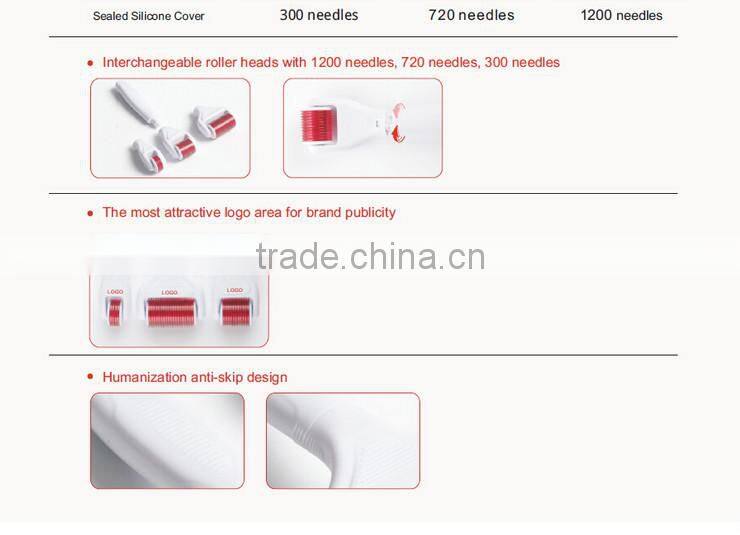 4 in 1 Derma Roller with Separate Roller Heads of 300pins/720pins/1200pins