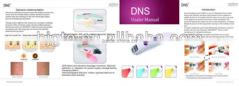 CE professional use Vibration+LED derma roller 540 titanium alloy needles