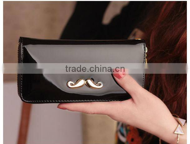 New Women's Wallets Brand High Quality Mustache Purse Clutch Wallets Lady Coin Purse Cards Holder Solid