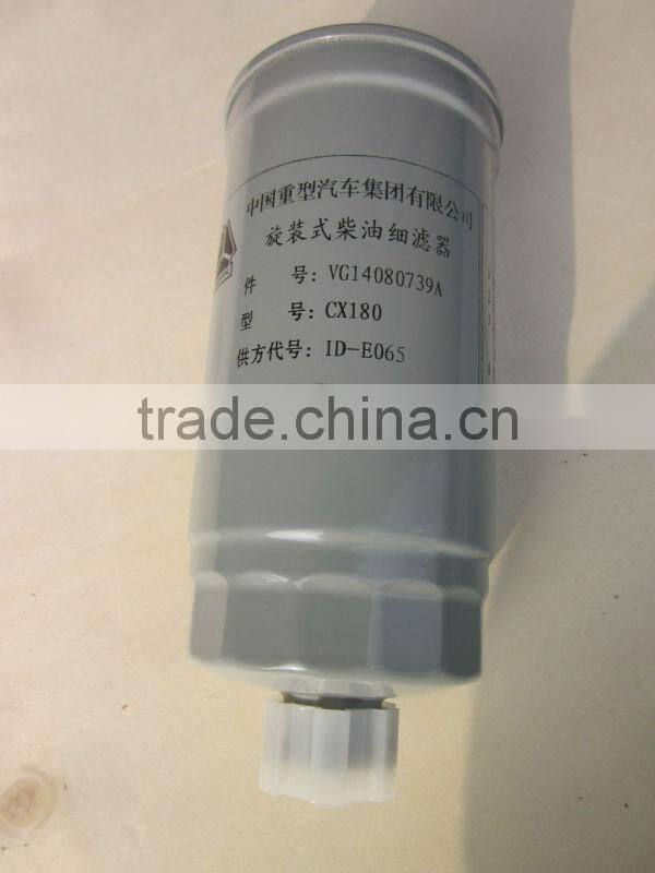 fuel filter for CNHTC HOWO truck, filter element VG14080739A, GX180, truck parts