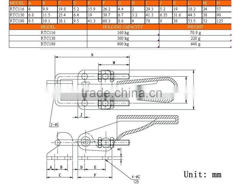 Truck/Trailer/Car Latch Type Toggle Clamp