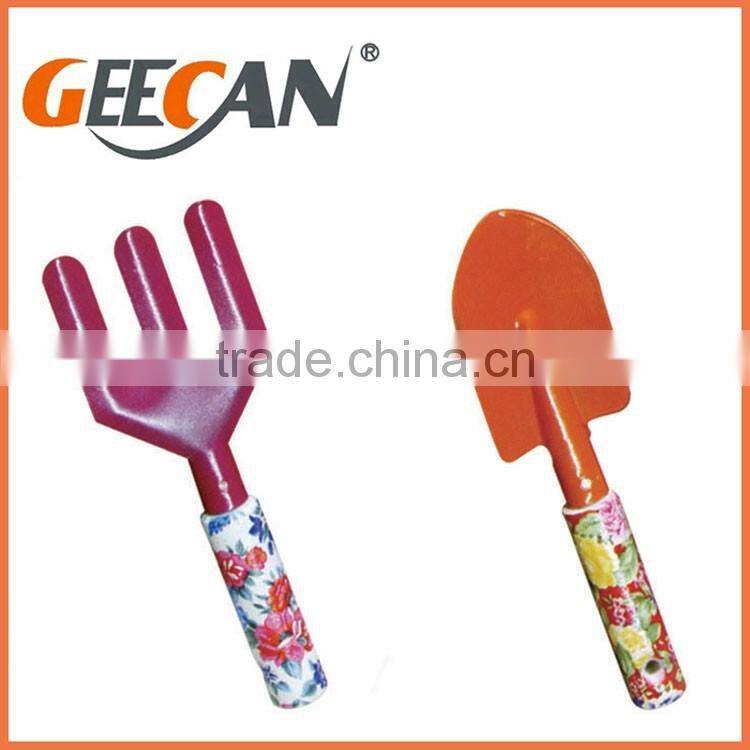 Garden shovel,rake with floral printed and nice color garden tool set