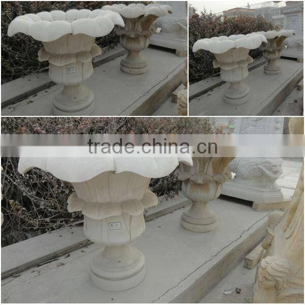 Garden Decoration White Marble Flowerpot