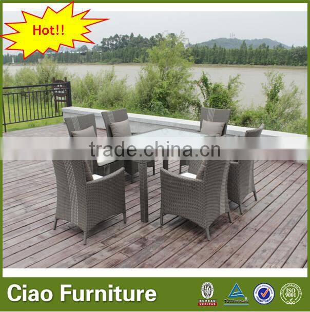 Restaurant furniture 6 seater rattan dining set