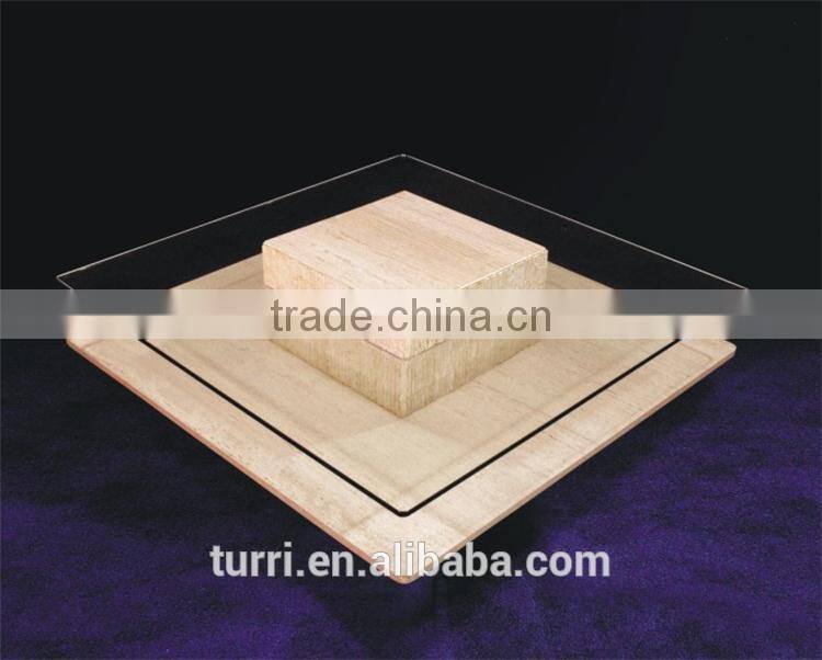 Italy Tempered Glass Top Marble Travertine coffee table