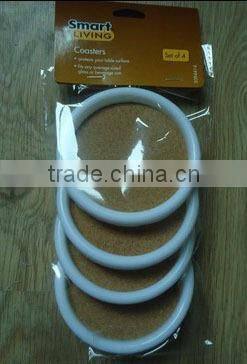 Hot selling round shape 4pcs coffee cup cork mat set