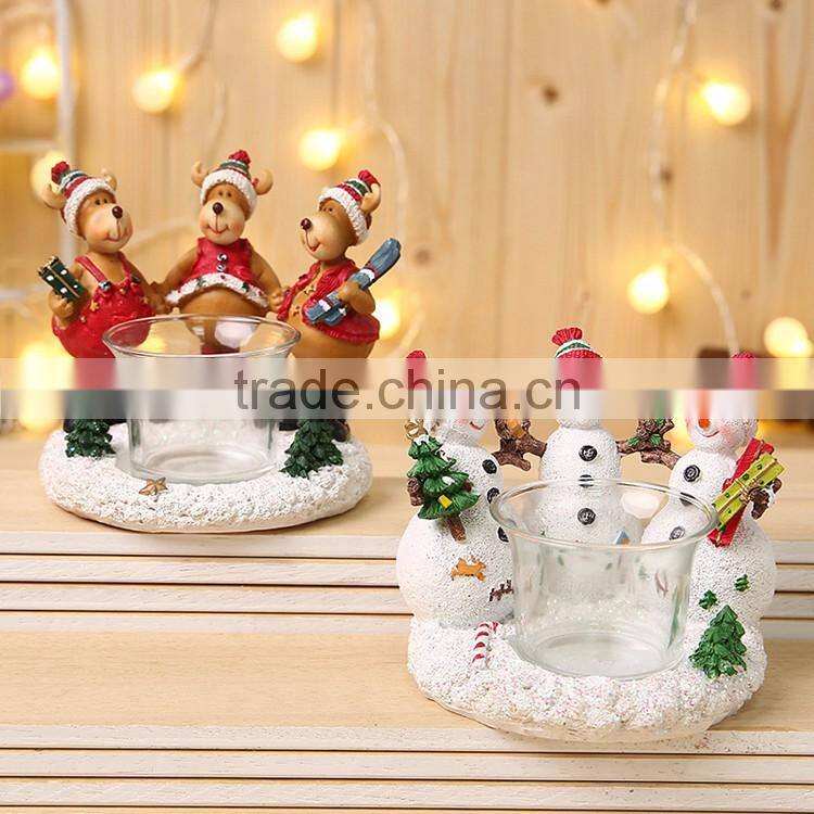 Custom elegant christmas white snowman cheap candle holders