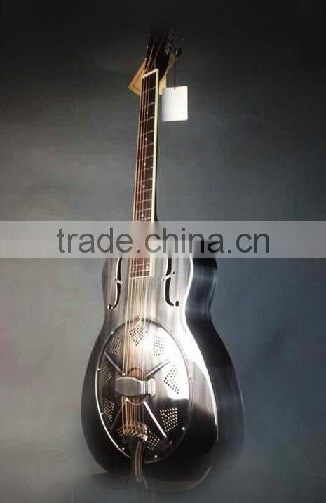 Metal body string musical instrument, single cone resonator guitar, 40'' Resophonic guitar