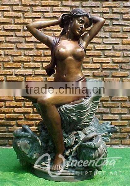 landscape garden decorations bronze metal woman pouring water statue